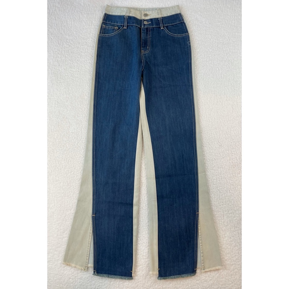 (NWT) CÉDELAR • Reyi Two-Tone Colorblock High Waisted Flare Jeans, S - Picture 7 of 16